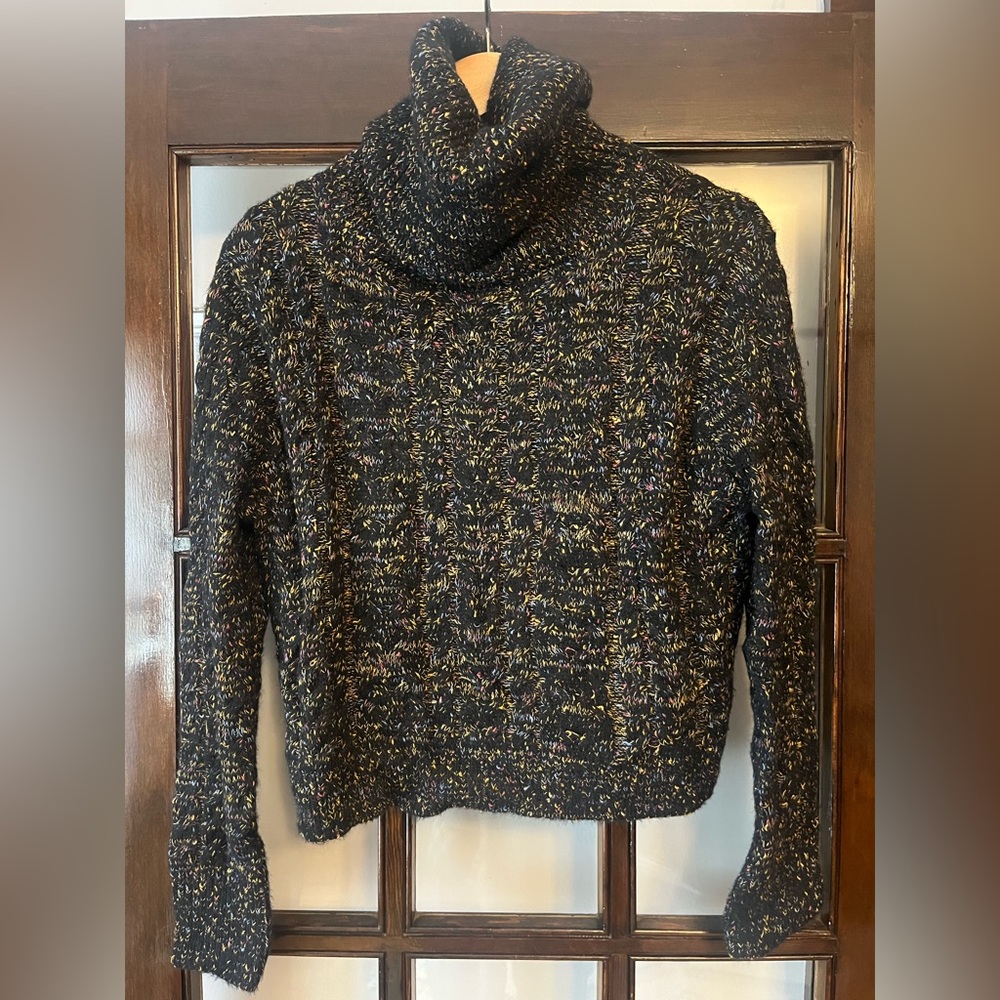 Worn Once! Zara Multicolor Cropped Turtleneck Sweater